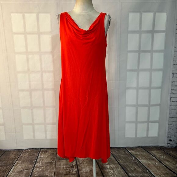 Eileen Fisher Cowl Neck Red sleeveless casual jersey summer Dress Size Small - Picture 1 of 10